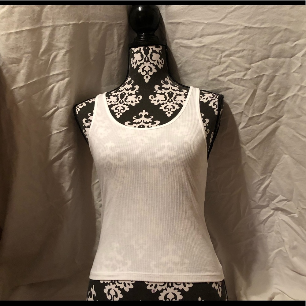 Ribbed Basic White Tank Top
